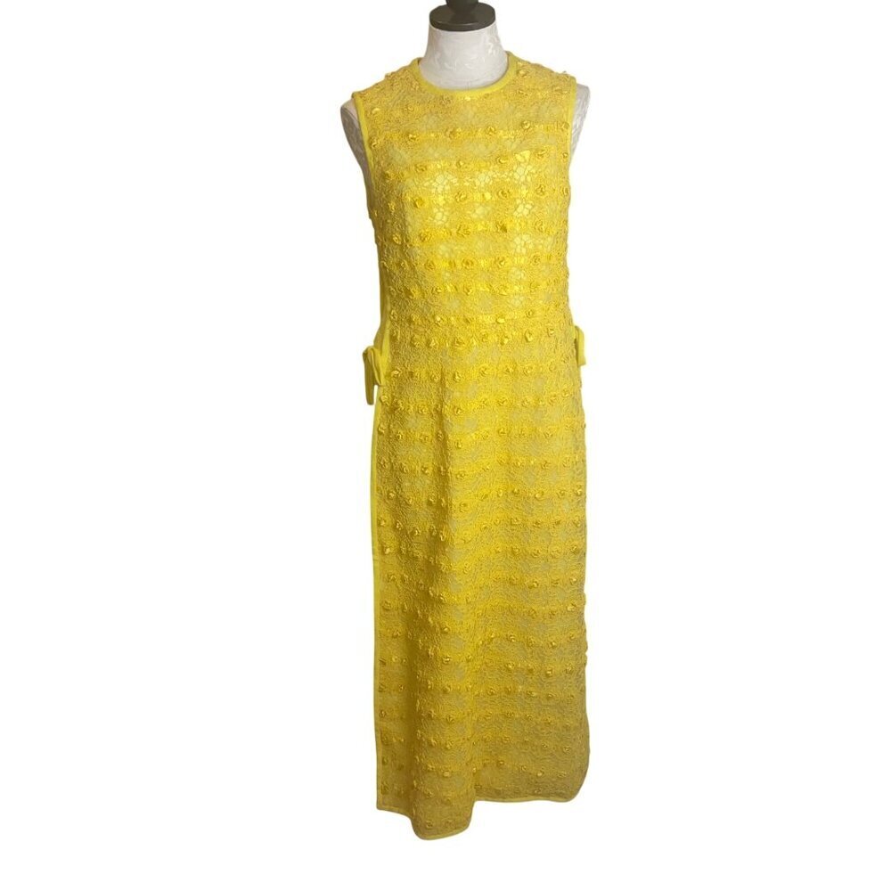 Mary O Donnell Vintage Womens Dress Size S Yellow Couture Open Side Crochet Lace